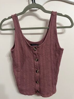 American Eagle Outfitters Ribbed Button-Front Tank Top